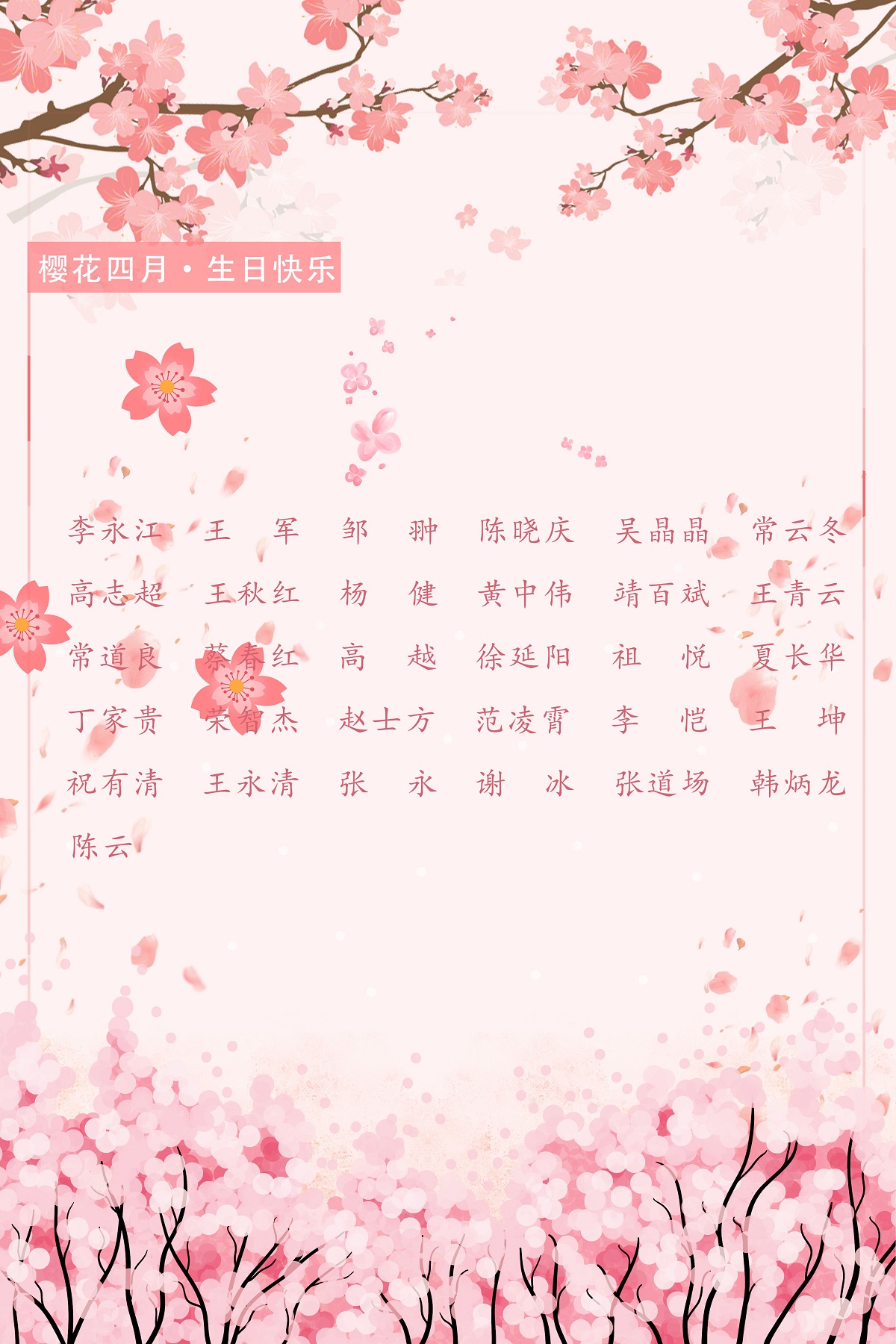 【生日祝?！抗ё?4月生日的員工生日快樂(lè)！